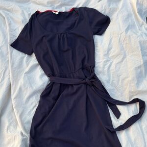 Boden navy blue t-shirt dress, size 4, belted